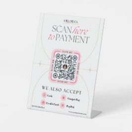 Expositor En L Rótulos de código QR rosa y blanco - Pago femenino