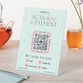 Expositor En L Rótulos de código QR rosa y verde - Pago femenino