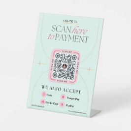 Expositor En L Rótulos de código QR rosa y verde - Pago femenino