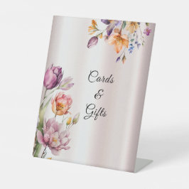 Expositor En L Rótulos de mesa de flores de primavera coloridas