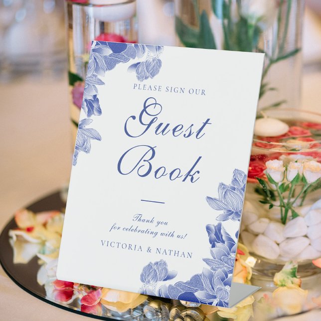 Expositor En L Rótulos del libro de visitas del Boda floral azul  (Subido por el creador)