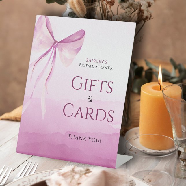 Expositor En L Rubor Pink Bow Bridal Shower Regalos y Tarjetas (Subido por el creador)