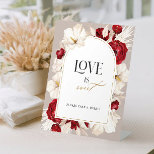 Expositor En L Ruby rojo y blanco boda floral El amor es dulce