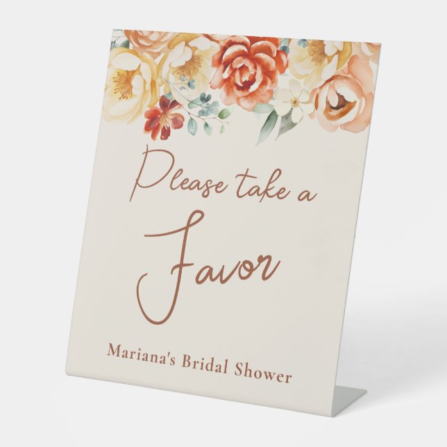 Expositor En L Rust Peach Floral Bridal Shower Favor (Anverso)