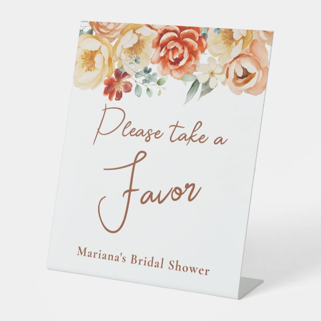 Expositor En L Rust Peach Floral Bridal Weddal Favorita (Anverso)