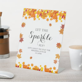 Expositor En L Rustic Autumn Leaves Wedding Sparkle Sign