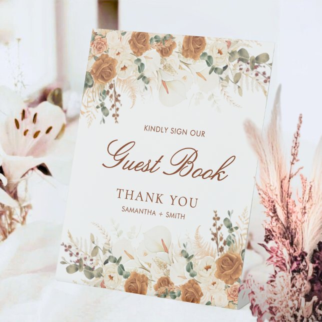 Expositor En L Rustic Boho Terracotta Floral Guest Book (Subido por el creador)