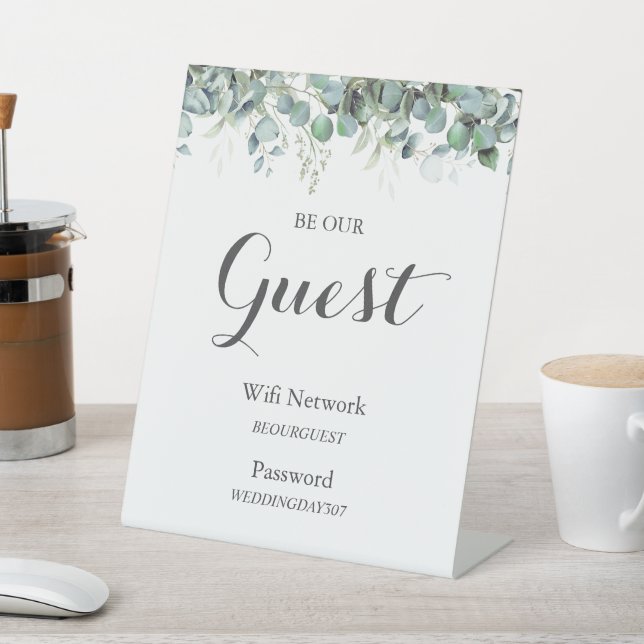 Expositor En L Rustic Botanical Eucalyptus Greenery Wedding Wifi (In Situ)