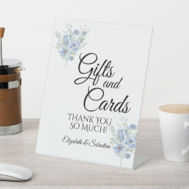 Expositor En L rustic dusty blue watercolor flowers & leaves