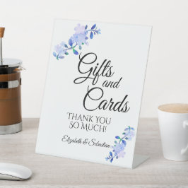 Expositor En L rustic dusty blue watercolor-style flower & leaves