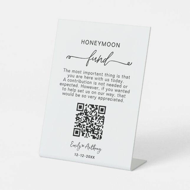 Expositor En L Rustic Honeymoon Fund QR Wishing (Anverso)