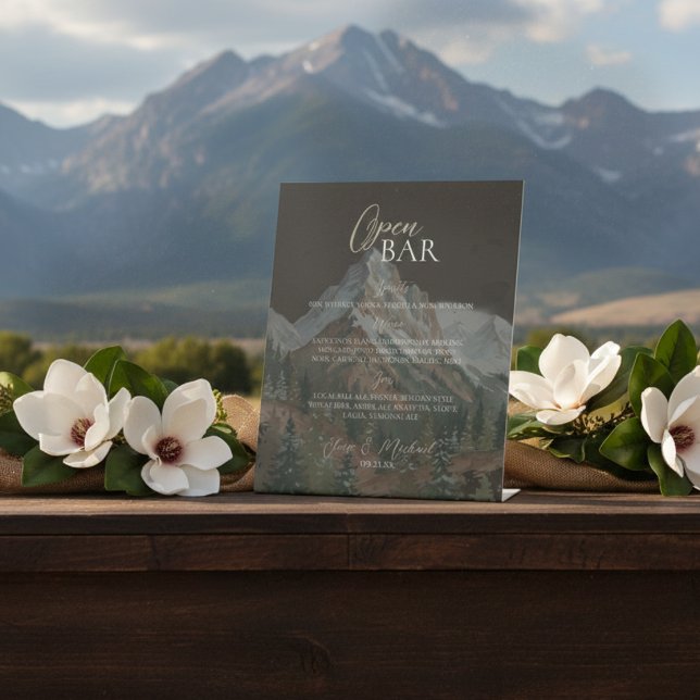 Expositor En L Rustic Mountain Brown Open Bar Wedding  (Rustic Mountain Brown Open Bar Wedding Pedestal Sign)