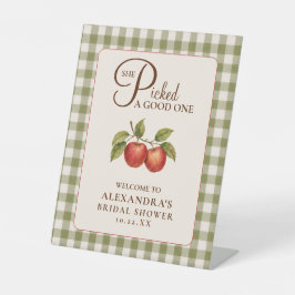 Expositor En L Rustic Sage Green Gingham Apple Bridal Shower