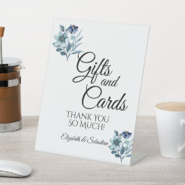 Expositor En L rustic watercolor illustration blue floral bouquet