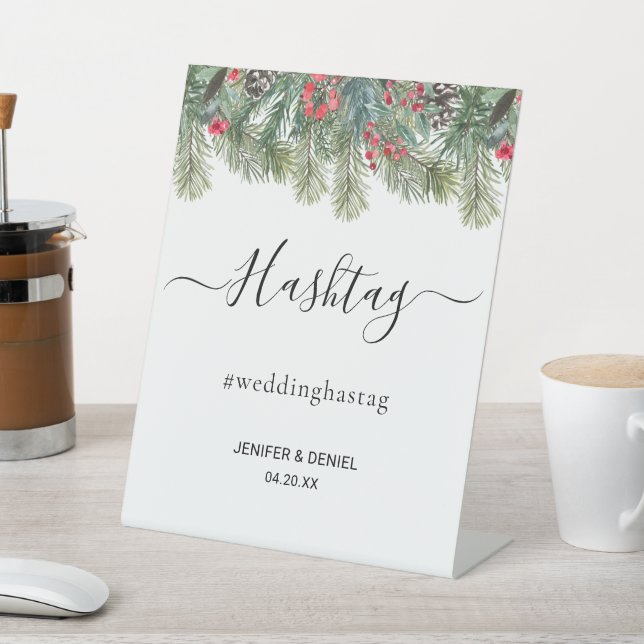 Expositor En L Rustic Winter Berry Pine Greenery Wedding (In Situ)
