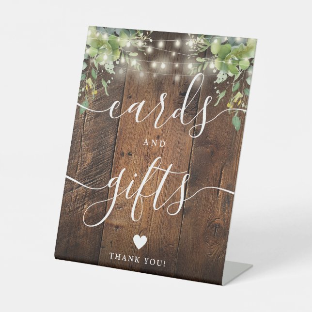 Expositor En L Rústica Cadena De Madera Ilumina Tarjetas Y Regalo (Anverso)