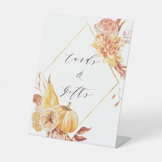 Expositor En L Rústica Calabaza Dorada Diamantes Tarjetas y Regal (Anverso)