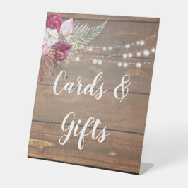 Expositor En L Rústica Madera Floral Ducha de novia Tarjetas y Re