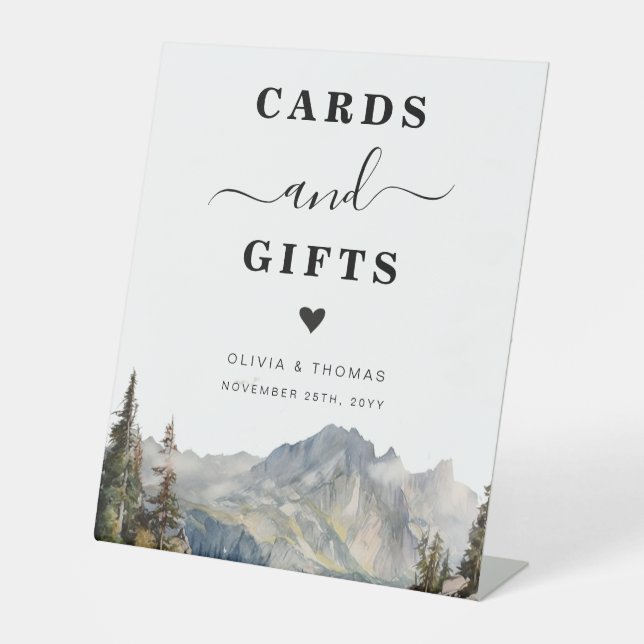 Expositor En L Rústicas tarjetas de montaña y Rótulo de regalos (Anverso)