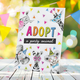 Expositor En L Safari Adopt an Animal Birthday Party Table Sign