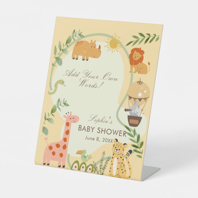 Expositor En L Safari Animal Friends Baby Shower Custom (Anverso)