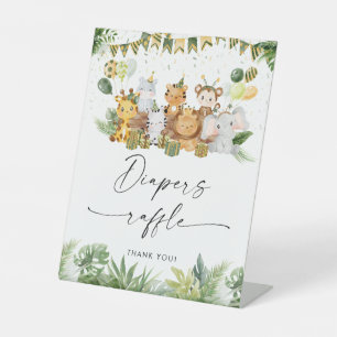 Expositor En L Safari Animals Baby Shower Diapers Rótulo de Raffl