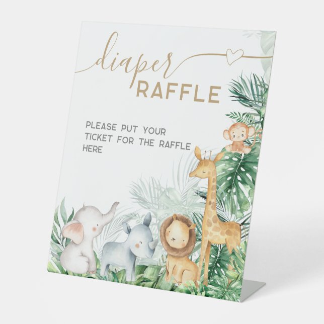 Expositor En L Safari Baby Animals Baby Shower Diaper Raffle (Anverso)