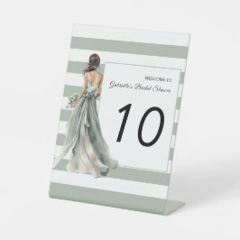 Expositor En L Sage claro Boho verde tiras ducha de novia