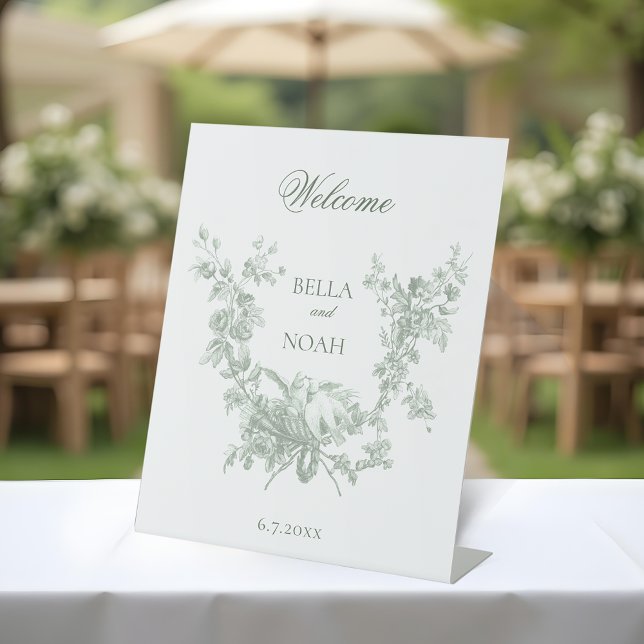 Expositor En L Sage Floral Wreath w/Lovebirds Wedding Welcome (Subido por el creador)