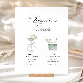 Expositor En L Sage Green Botanical Signature Drinks Wedding