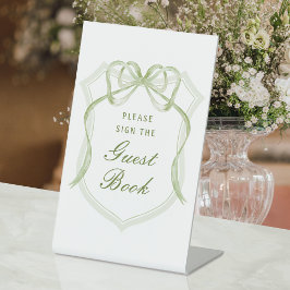 Expositor En L Sage Green Bow Escudo Guest Book