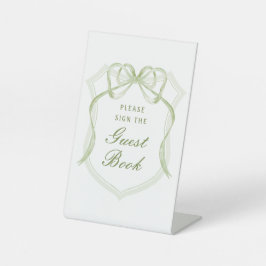Expositor En L Sage Green Bow Escudo Guest Book