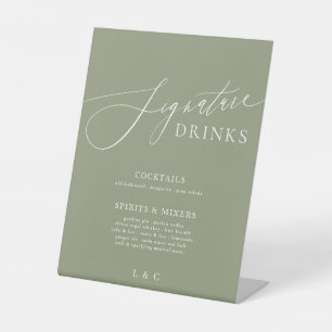 Expositor En L Sage Green Calligraphy Boda Signature Bebe