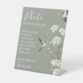 Expositor En L Sage Green Chinoiserie Foto Boda del libro invitad