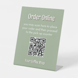 Expositor En L Sage Green Custom Modern Text Order QR Code Sign