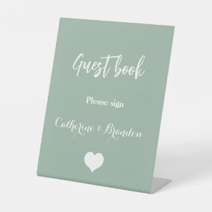 Expositor En L Sage Green Elegant Signature Script Guest Book