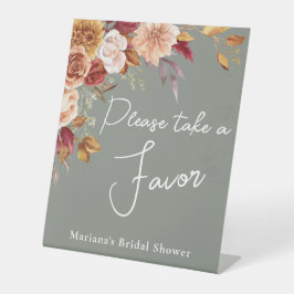 Expositor En L Sage Green Fall Floral Bridal Shower Favor
