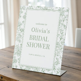Expositor En L Sage Green French Floral Bridal Shower Welcome