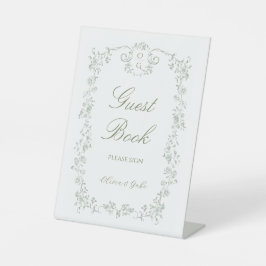 Expositor En L Sage Green French Floral Wedding Guest Book