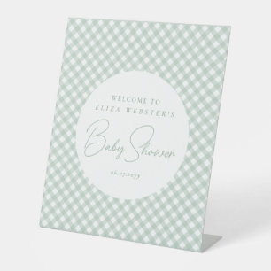 Expositor En L Sage green gingham lindo simple ducha neutra para