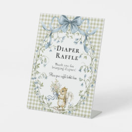 Expositor En L Sage Green Gingham Woodland Squirrel Diaper Raffle