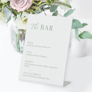 Expositor En L Sage Green Modern Elegant Wedding El Menú Del Bar