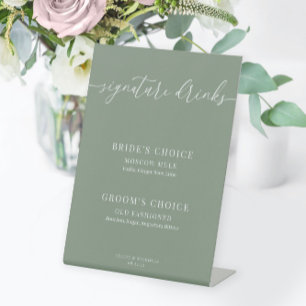 Expositor En L Sage Green Modern Elegant Wedding Signature Bebida
