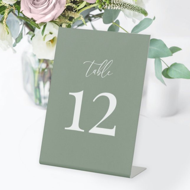 Expositor En L Sage Green Modern Elegant Wedding Table Number (Subido por el creador)