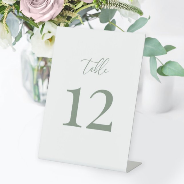 Expositor En L Sage Green Modern Elegant Wedding Table Number (Subido por el creador)