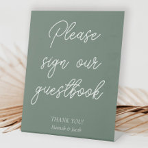 Sage Green Modern Guestbook Boda Table