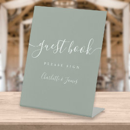 Expositor En L Sage Green Signature Script Guest Book Pedestal Si