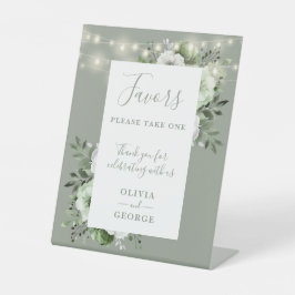 Expositor En L Sage Green String enciende los favores de la boda 