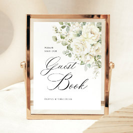 Expositor En L Sage Green White Floral Guest Book Wedding Table