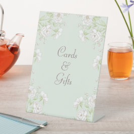 Expositor En L Sage Green White Rose Wedding Cards Gift Sign